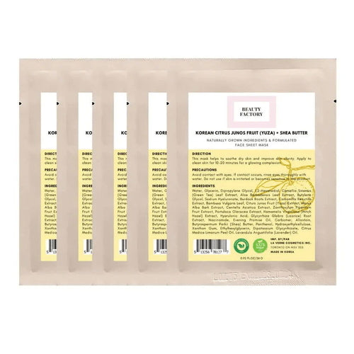 Beauty Factory Korean Citrus Junos Fruit + Shea Butter Mask(5 PCS)